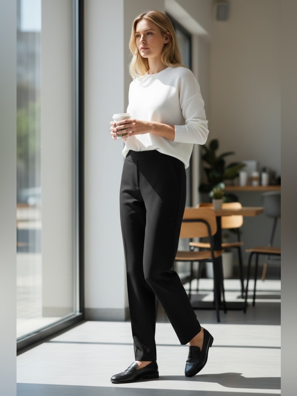 Rachel Zoe Black Straight-Leg Pull-On Dress Pants